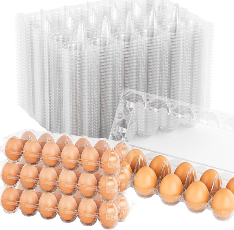 EVANCENT Egg Cartons Cheap Bulk 48 Pack, 1 Dozen Plastic Egg Carton for Refrigerator, Reusable Egg Container holders for Storing, Sharing, Selling, Clear Tray for Home Ranch Farm Market-2x6 Grids - Image 1